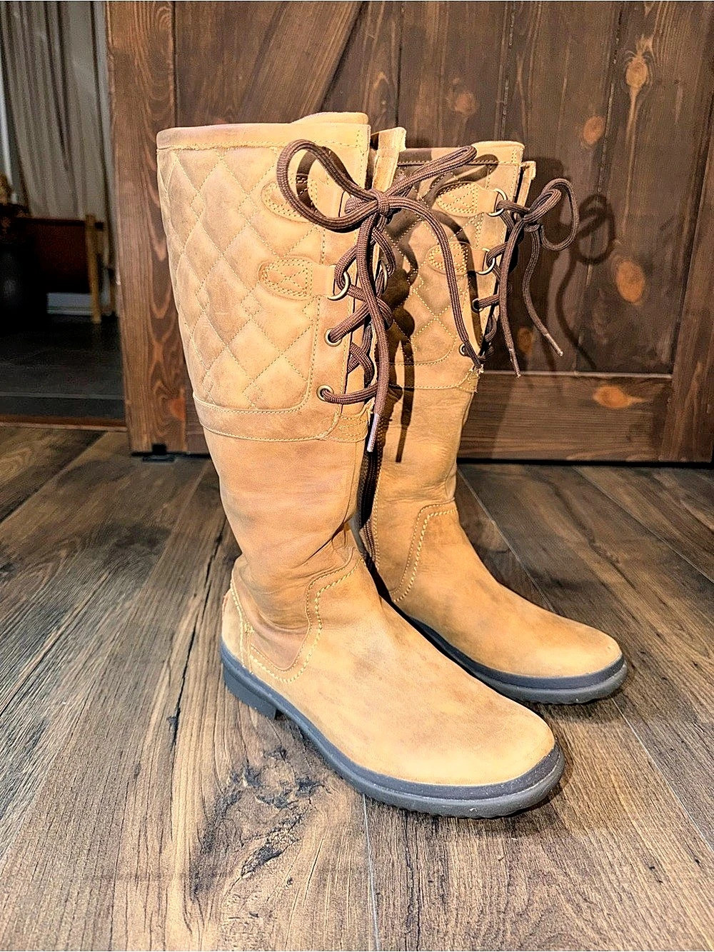 UGG Elsa Deco Quilt Tall Boots Brown US size 7